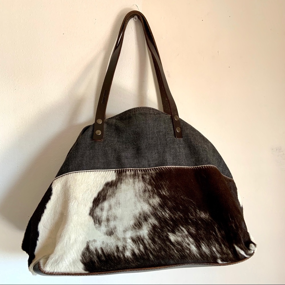 Vintage Miu Miu denim and calf skin leather purse
